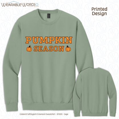 Pumpkin Season Graphic Crewneck | Orange Black Girly Fall Autumn Print | Unisex Sweatshirt
