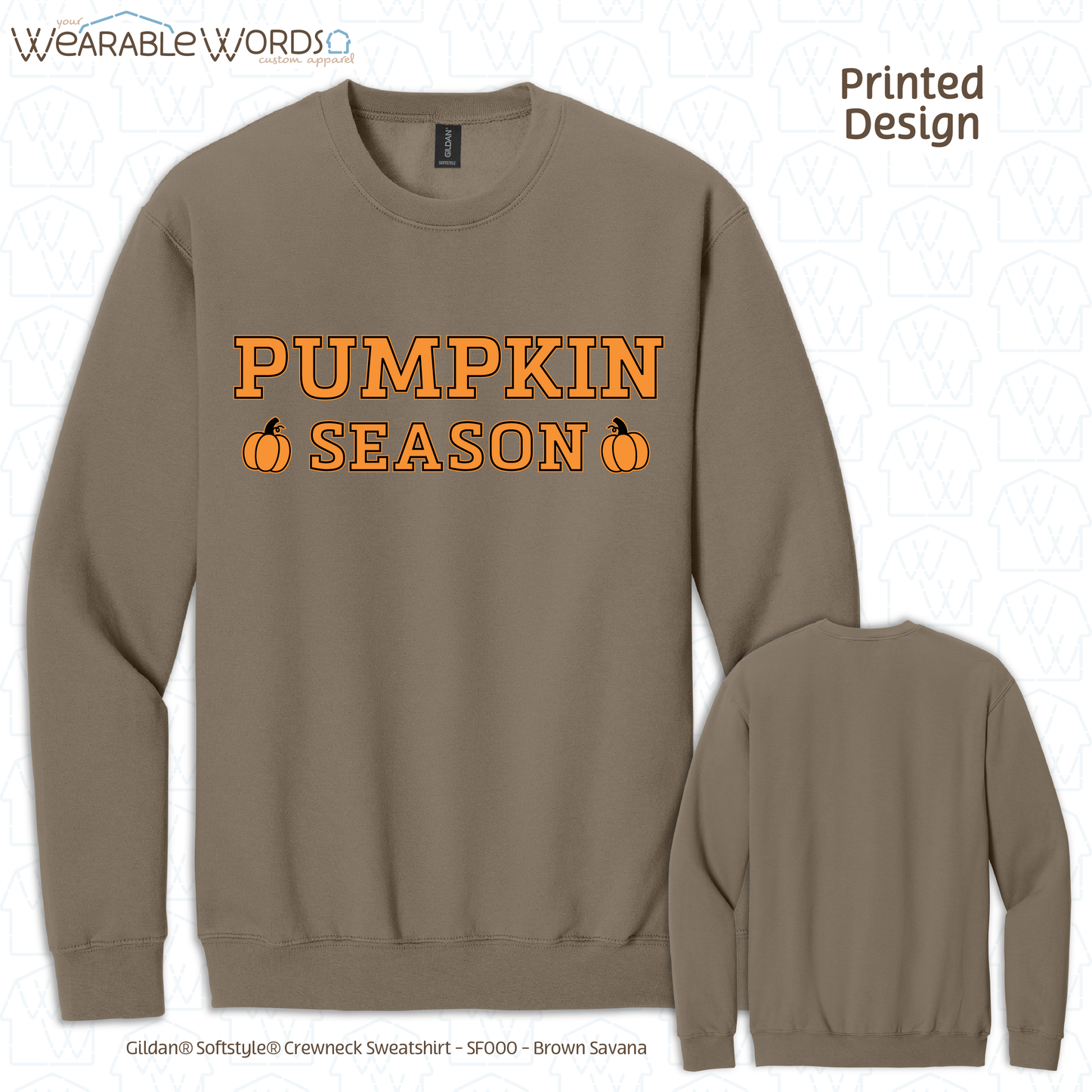 Pumpkin Season Graphic Crewneck | Orange Black Girly Fall Autumn Print | Unisex Sweatshirt