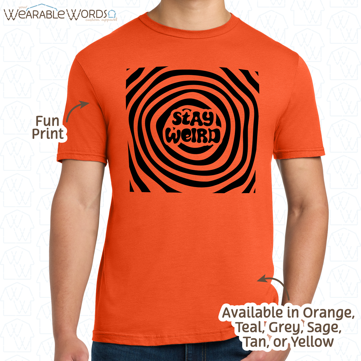 Stay Weird Graphic Tee | Fun Trippy Spiral Print | Unisex T-Shirt