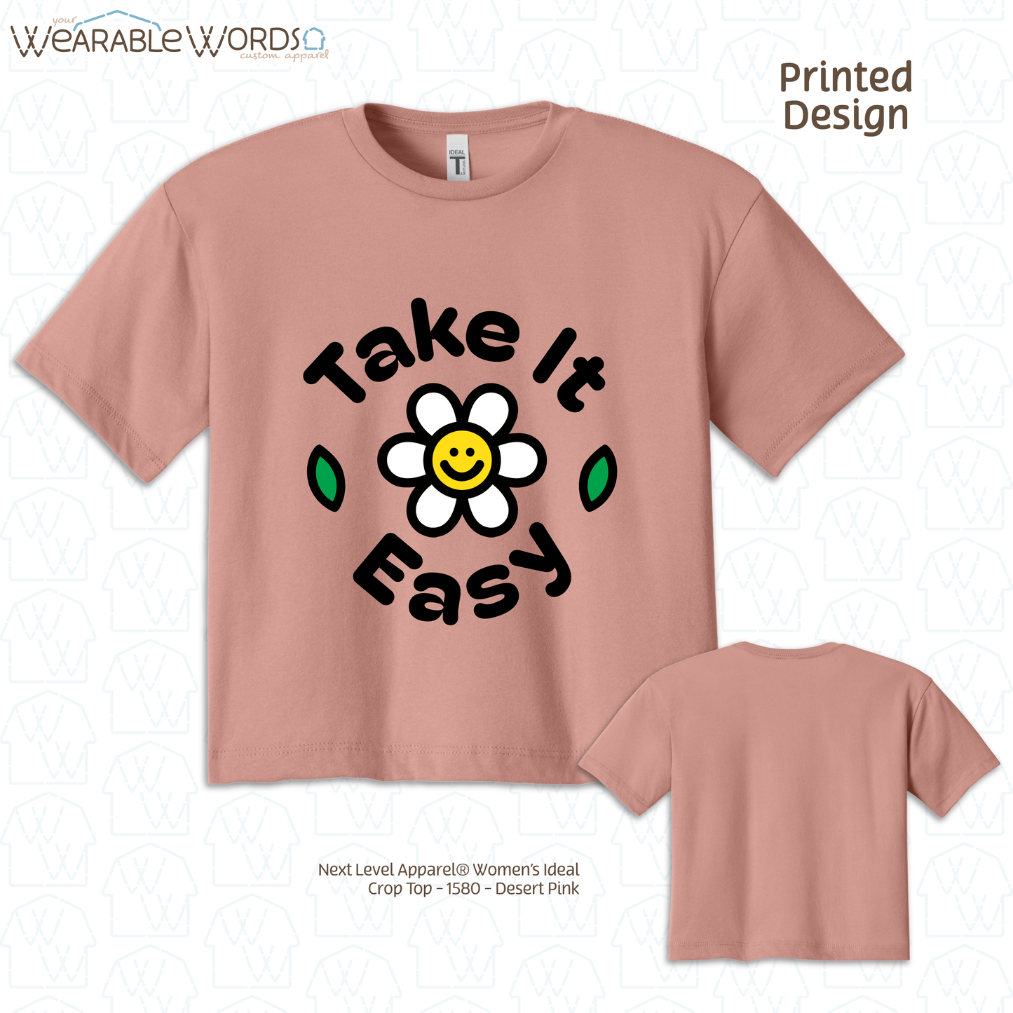 Take It Easy Cropped Graphic Tee | Fun Cute Blocky Daisy Print | Women's Crop Top