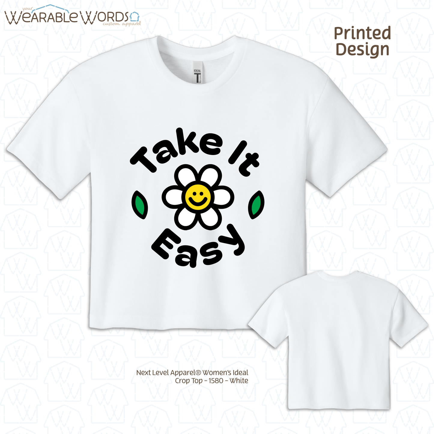 Take It Easy Cropped Graphic Tee | Fun Cute Blocky Daisy Print | Women's Crop Top
