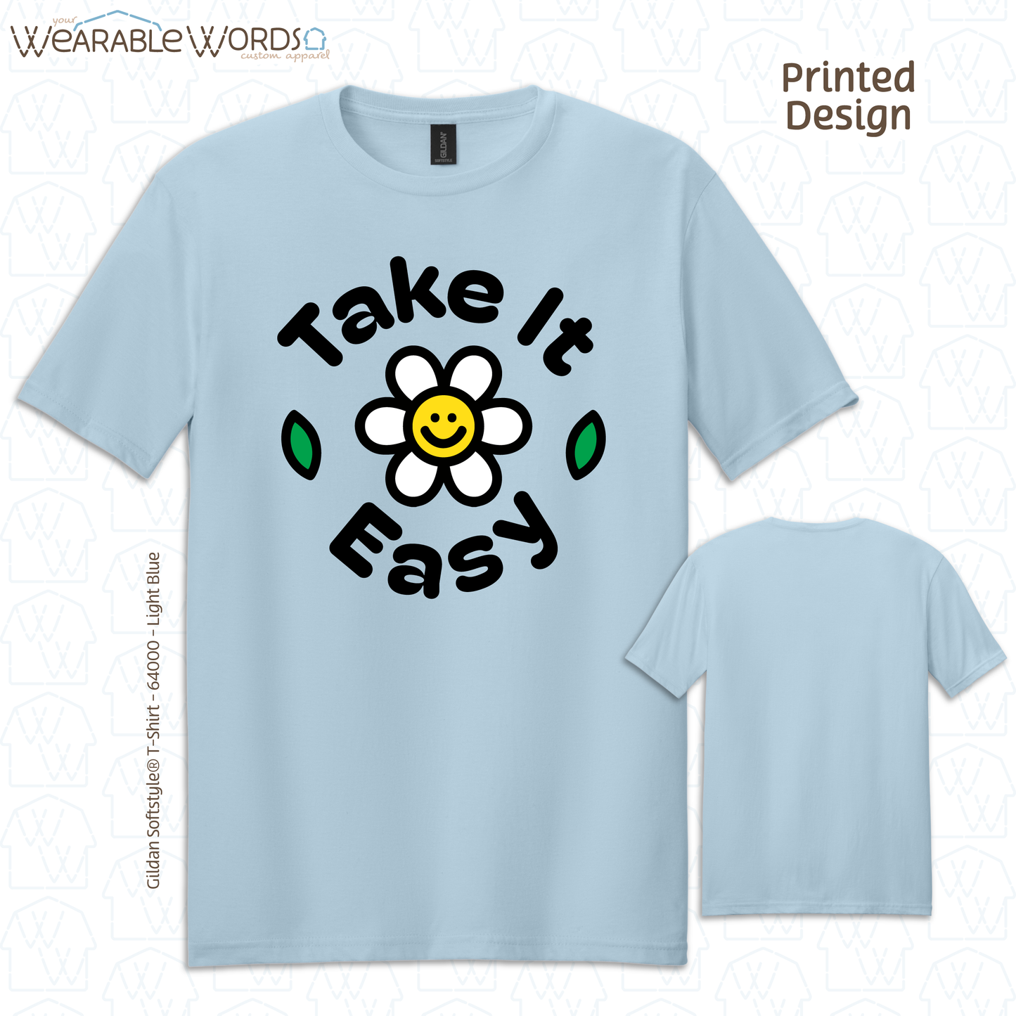 Take It Easy Graphic Tee | Fun Simple Blocky Daisy Print | Unisex T-Shirt