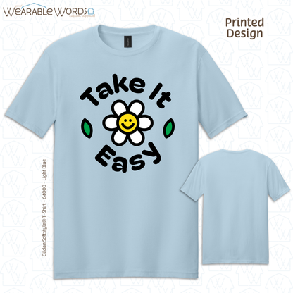 Take It Easy Graphic Tee | Fun Simple Blocky Daisy Print | Unisex T-Shirt