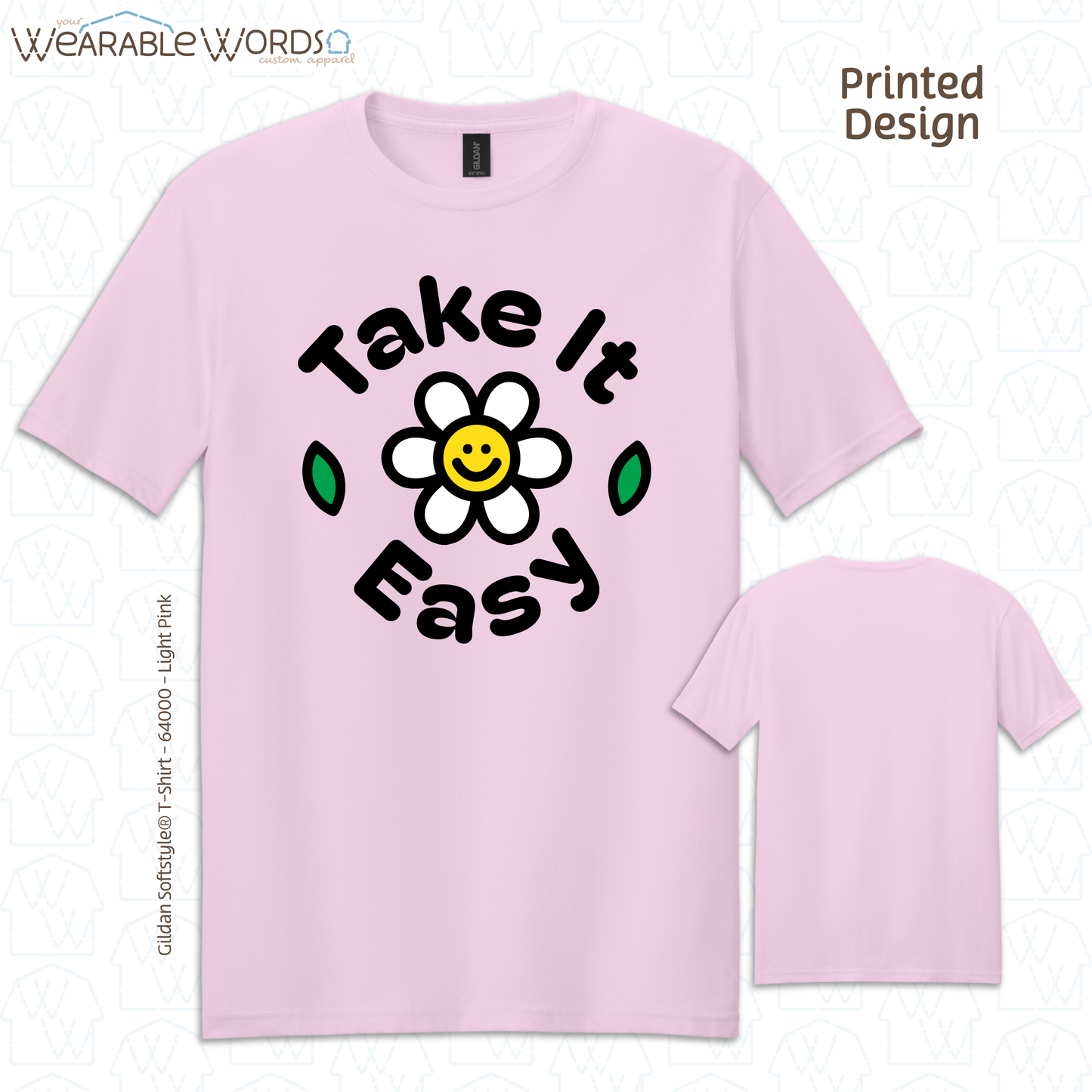 Take It Easy Graphic Tee | Fun Simple Blocky Daisy Print | Unisex T-Shirt