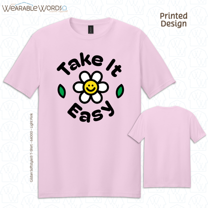 Take It Easy Graphic Tee | Fun Simple Blocky Daisy Print | Unisex T-Shirt