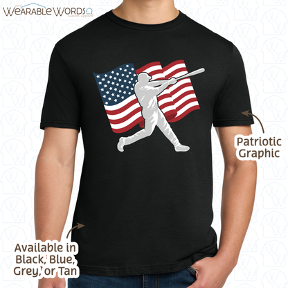 American Flag Baseball Bat Graphic Tee | Red White & Blue Patriotic Print | Unisex T-Shirt