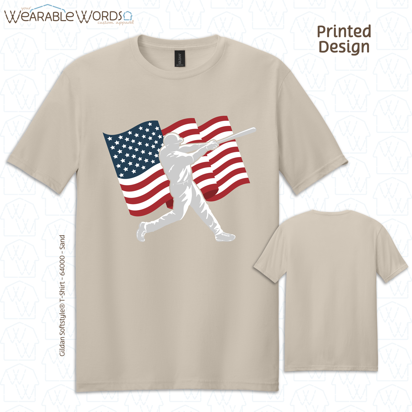 American Flag Baseball Bat Graphic Tee | Red White & Blue Patriotic Print | Unisex T-Shirt