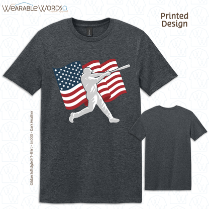American Flag Baseball Bat Graphic Tee | Red White & Blue Patriotic Print | Unisex T-Shirt
