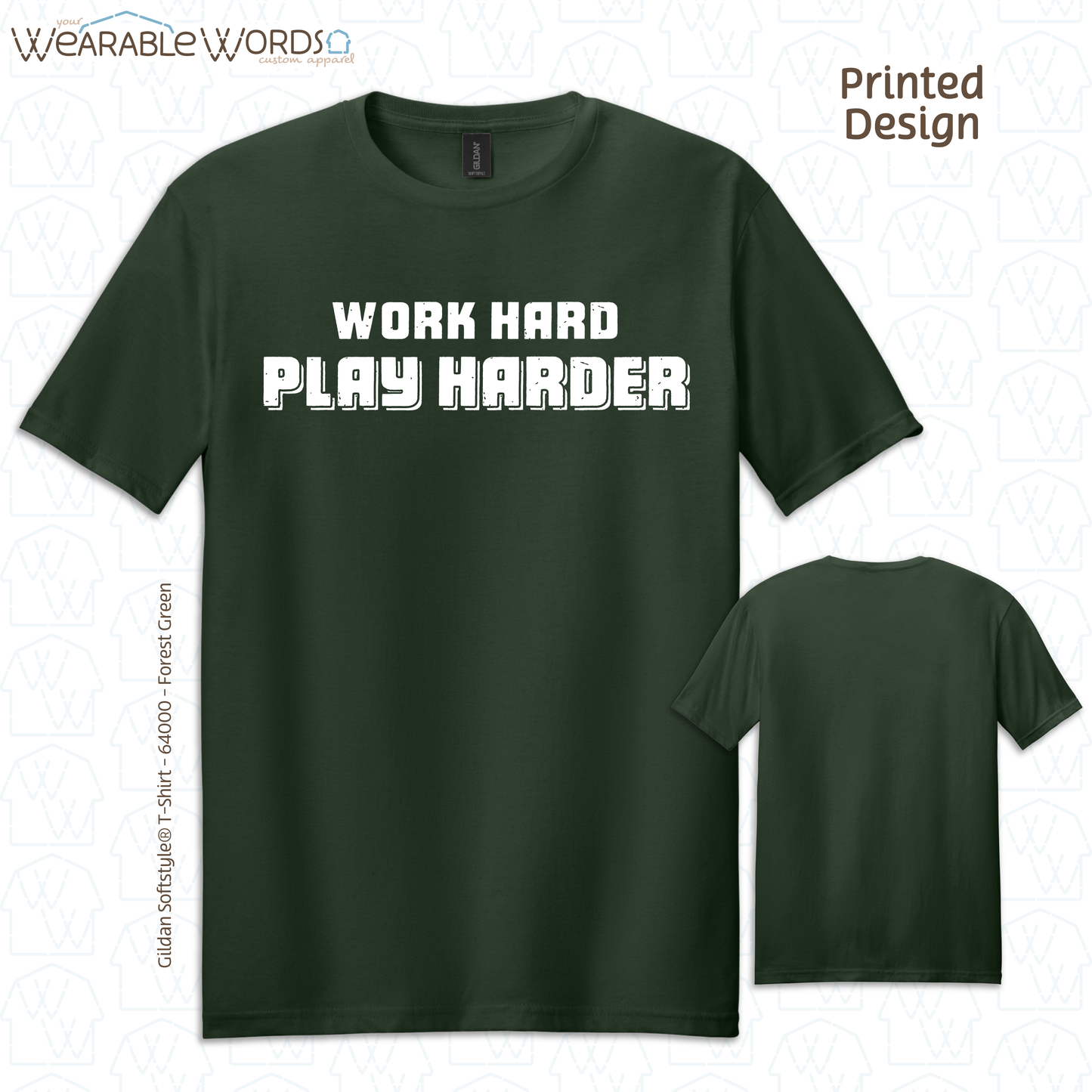 Work Hard Play Harder Graphic Tee | Funny Inspirational Print | Unisex T-Shirt